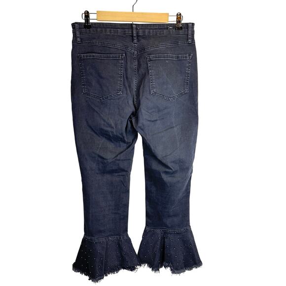 Pilcro Letterpress Anthropologie Black Crop Embellished Jeans Womens Size 29 - Picture 11 of 16